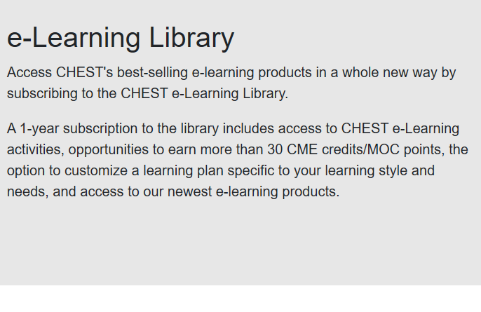 Review of CHEST’s E-Learning Library